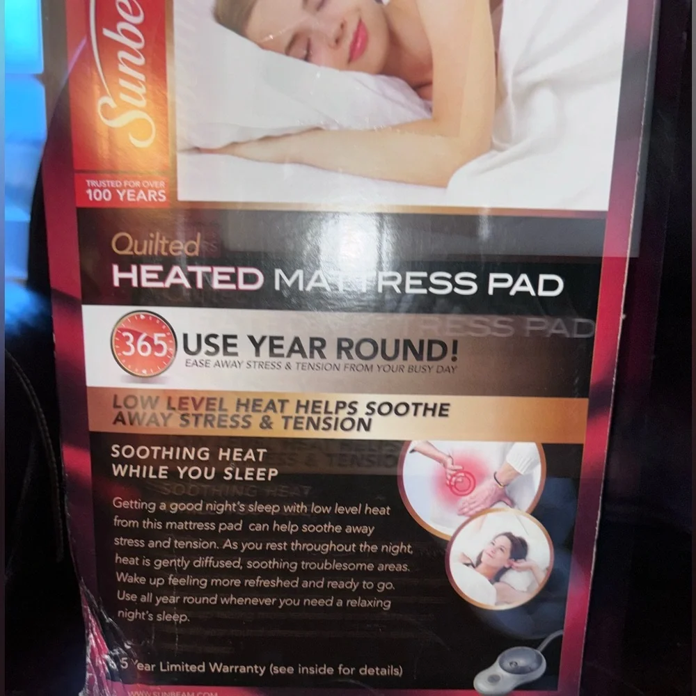Sunbeam Quilted Heated Mattress Pad (TWIN)